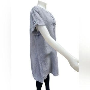 Tahari EUC  100% Linen SS Shift Blue and White Dress Size 1X